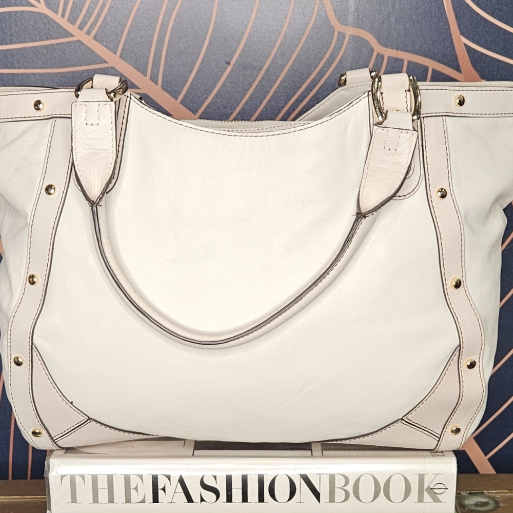 COLE HAAN Gray Leather Tote - Picture 1 of 13